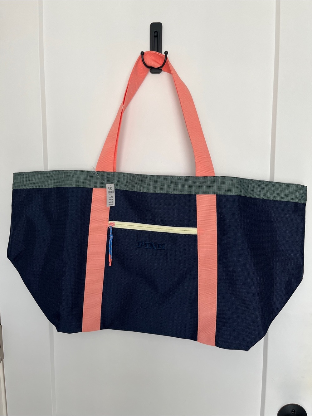 PINK Victoria's Secret Navy Tote with Coral Straps